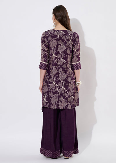 Wine Dola Silk Sharara