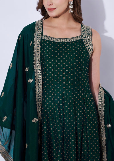 Green Silk Anarkali Set