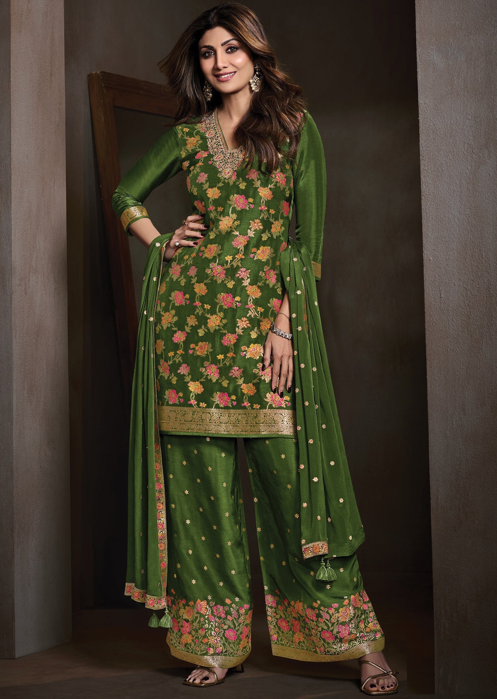 Green Silk Sharara