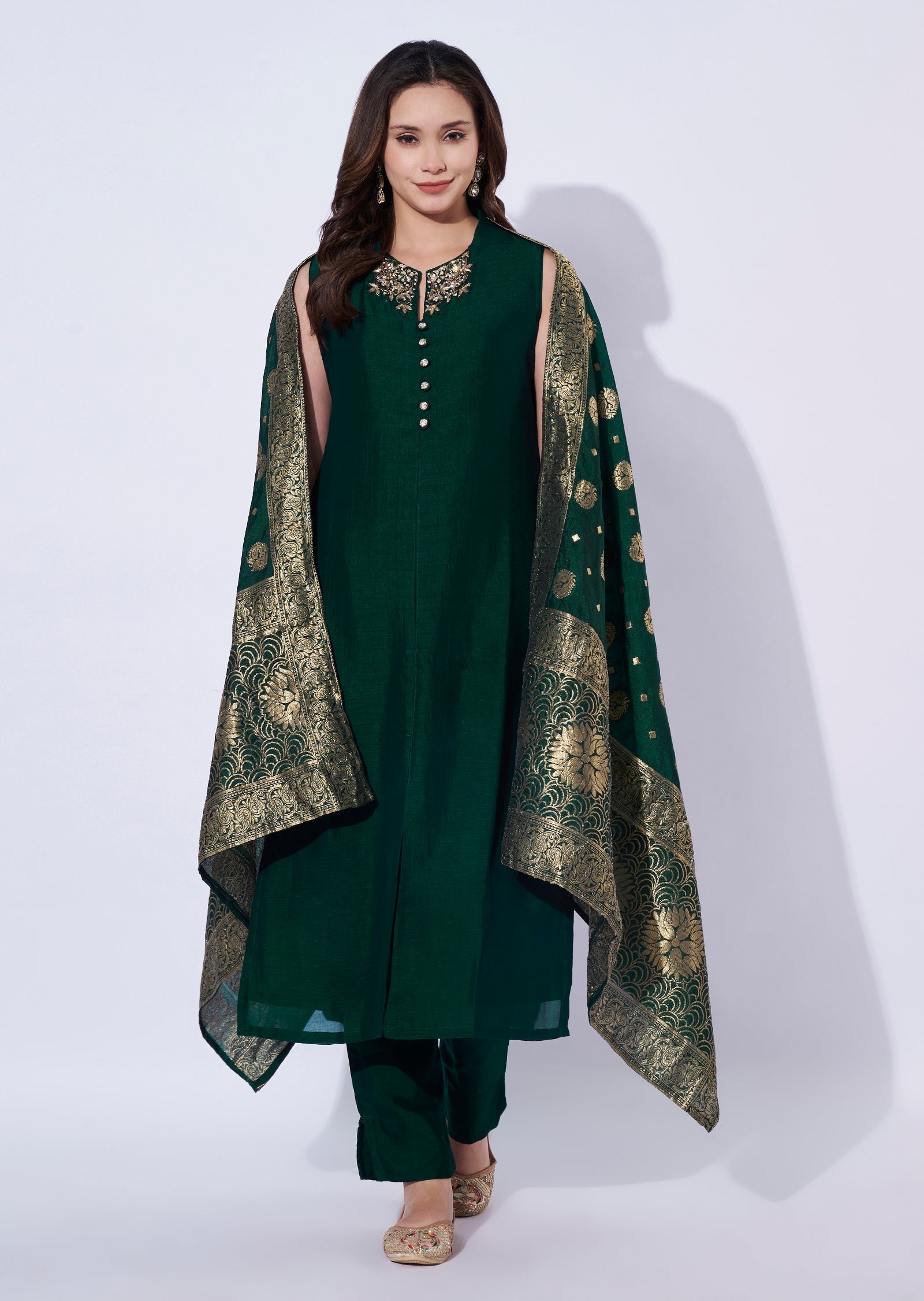 Green Tissue Straight Cut Suit