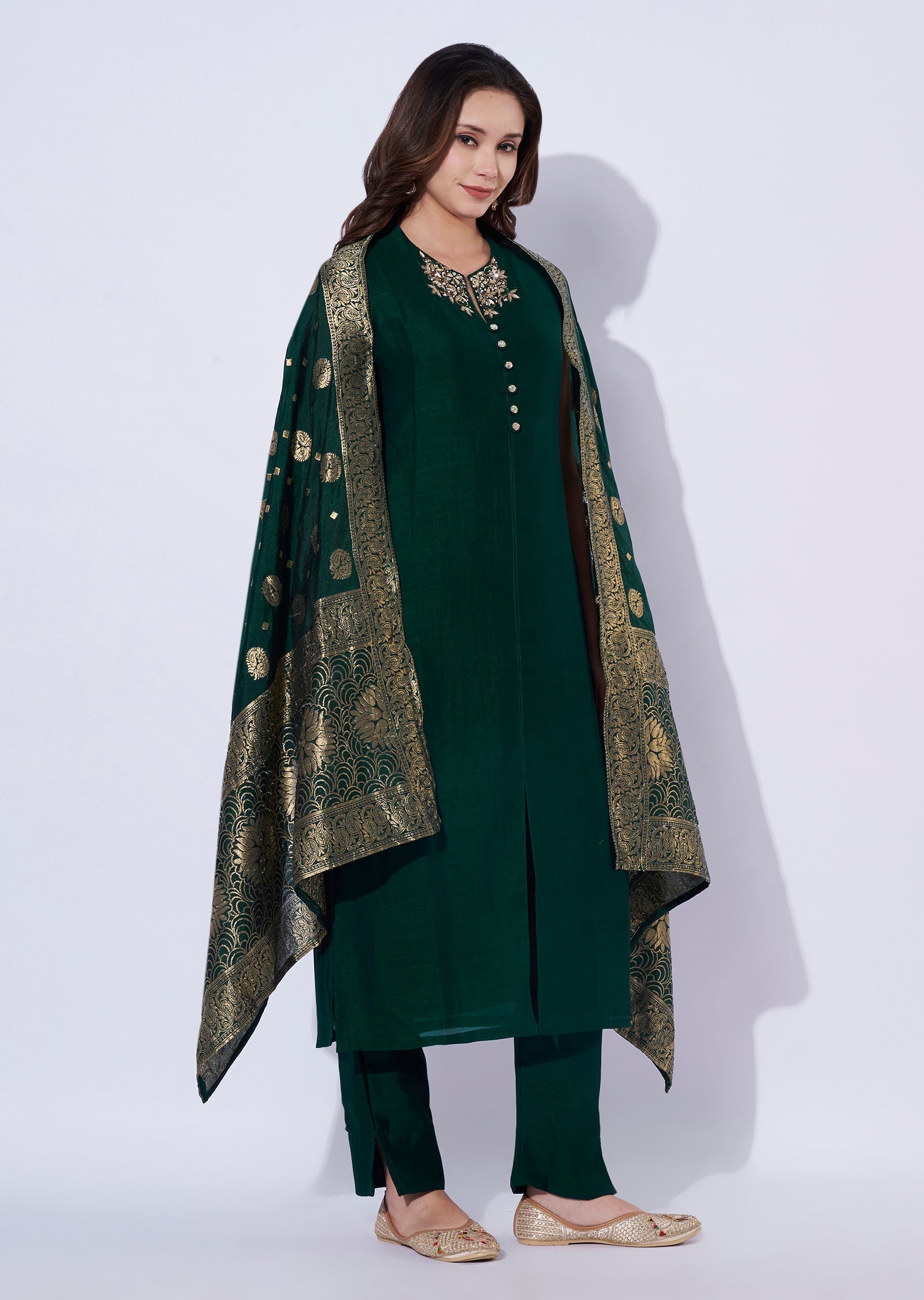 Green Tissue Straight Cut Suit