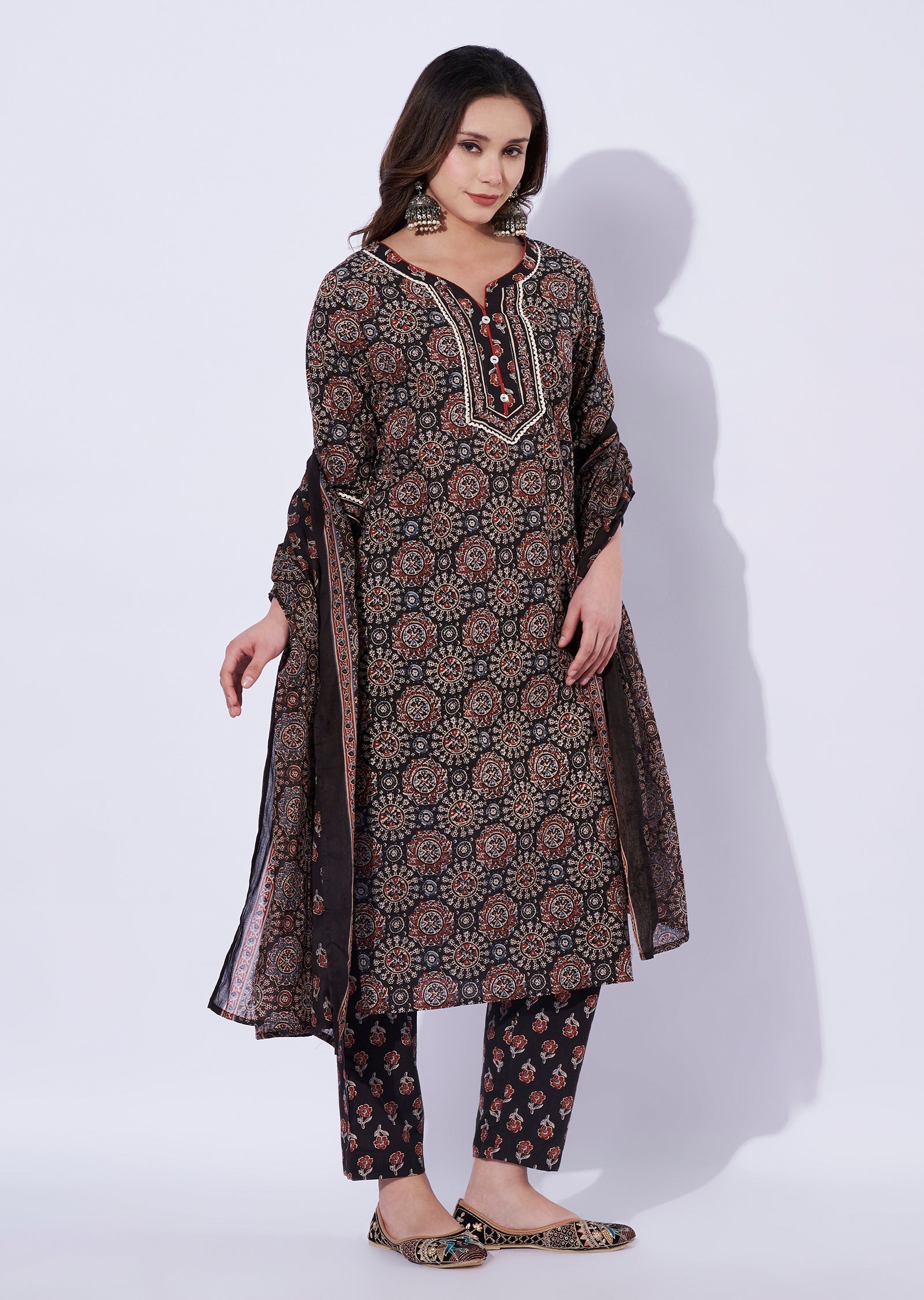 Black Cotton Straight Cut Suit