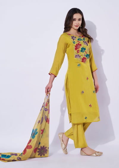 Green Silk Straight Cut Suit