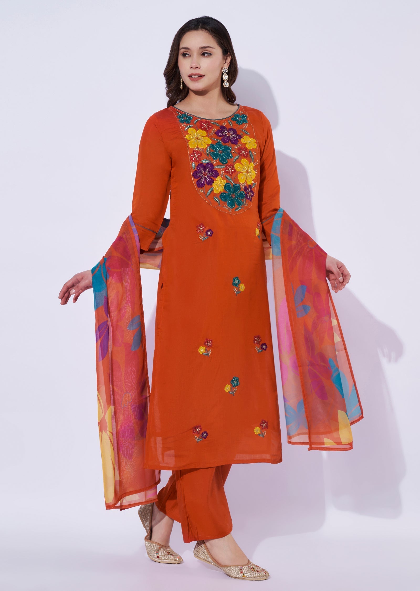 Rust Silk Straight Cut Suit