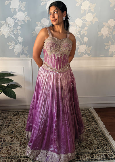 Lavender Tissue Corset Lehenga