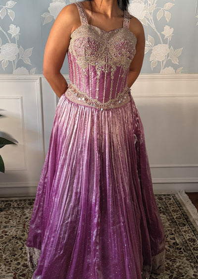 Lavender Tissue Corset Lehenga