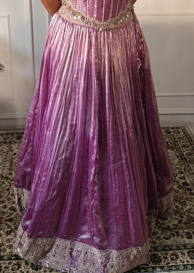 Lavender Tissue Corset Lehenga