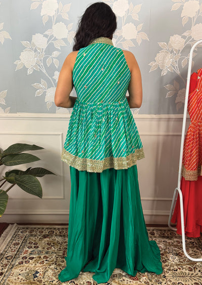 Rama Green Chinnon Sharara Set