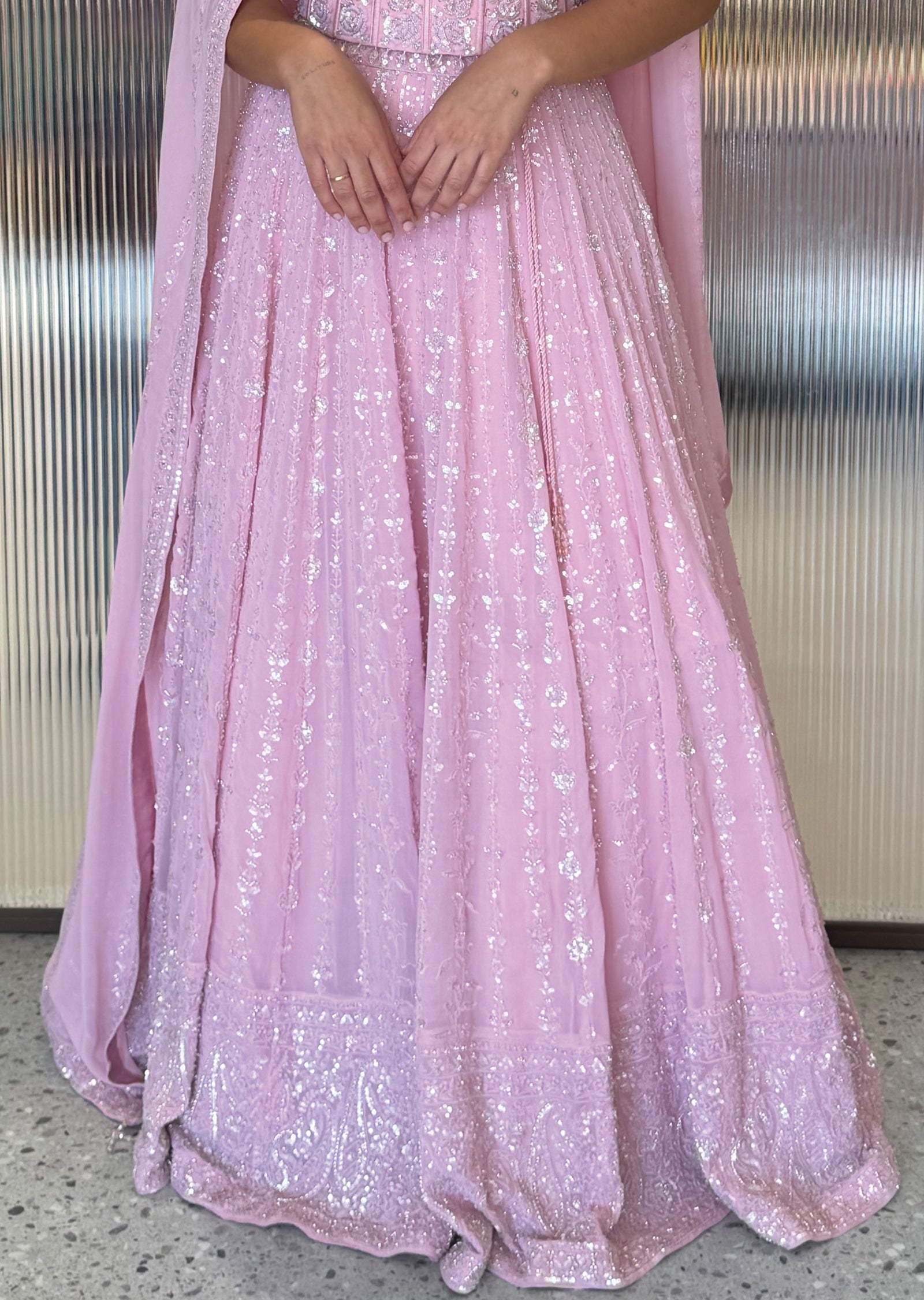 Light Pink Corset Lehenga