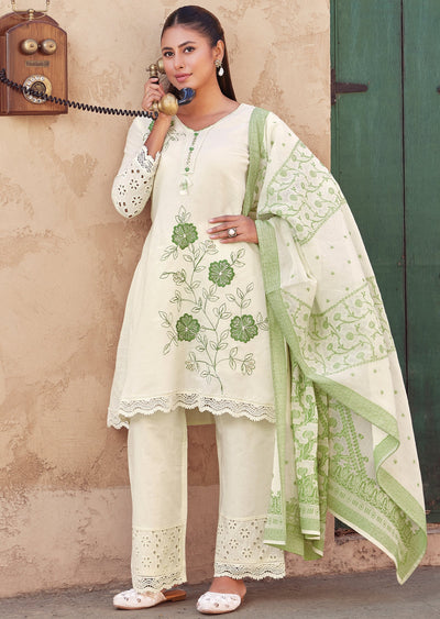 Cream Cotton Anarkali