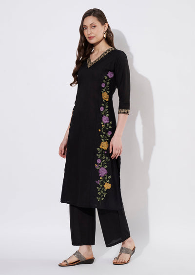 Black Cotton Straight cut set