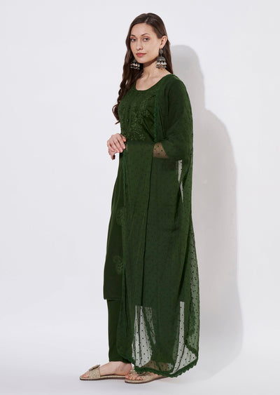 Bottle Green Silk Straight cut suit