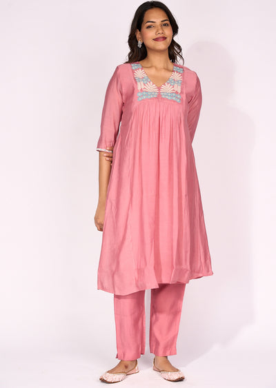 Pink Silk Anarkali Suit