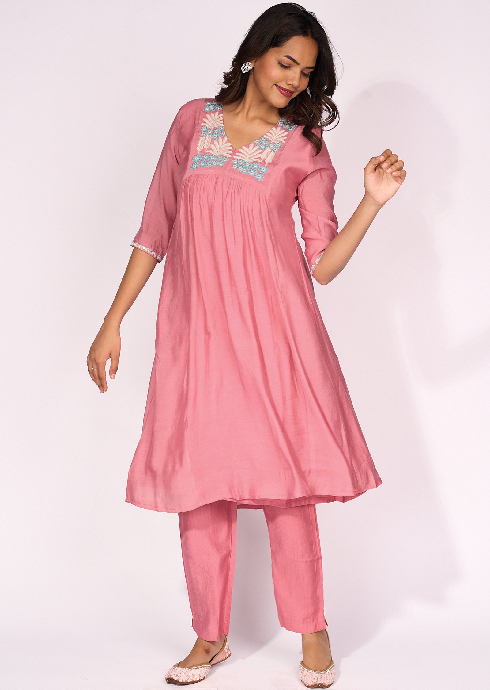 Pink Silk Anarkali Suit