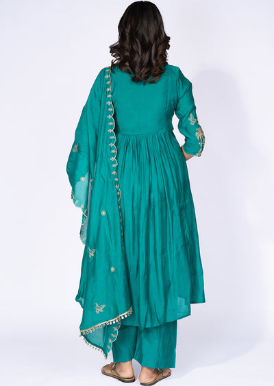 Green Silk Anarkali Suit