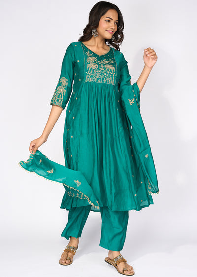 Green Silk Anarkali Suit