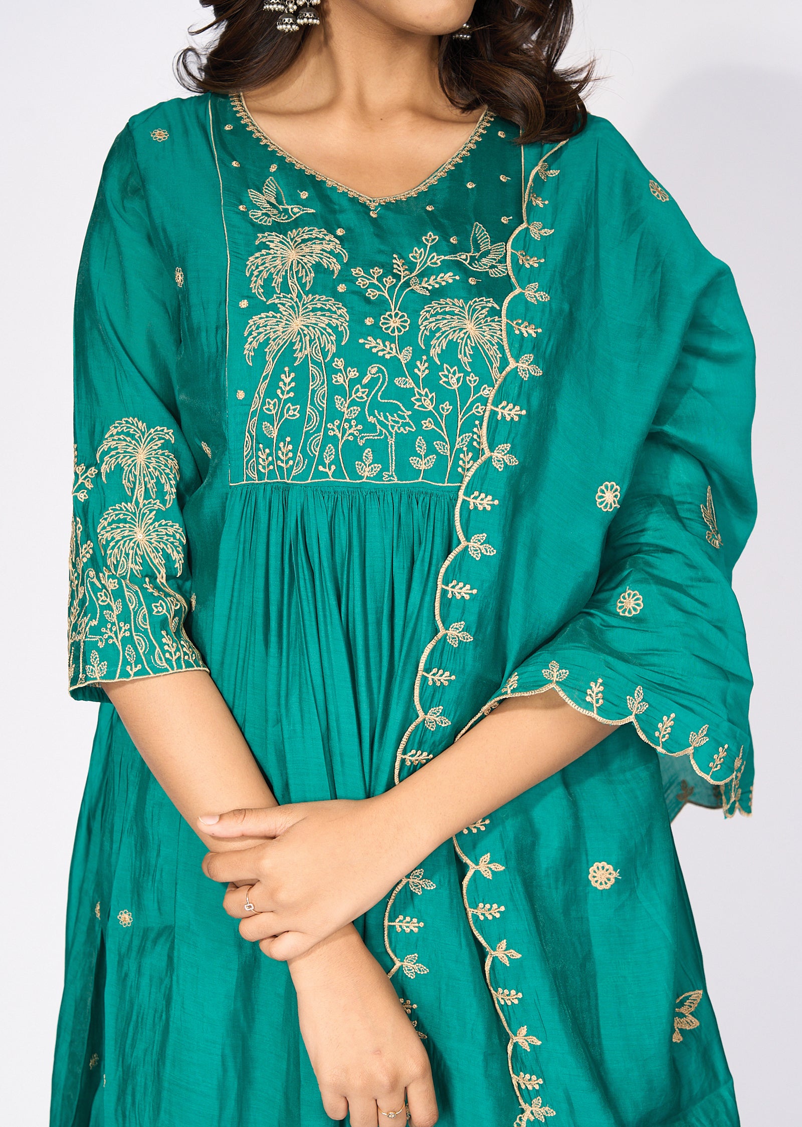Green Silk Anarkali Suit