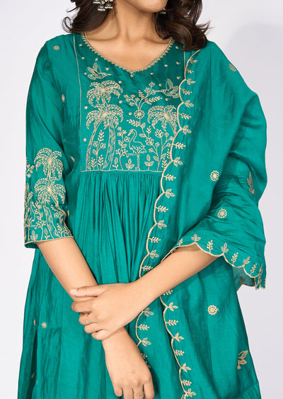 Green Silk Anarkali Suit