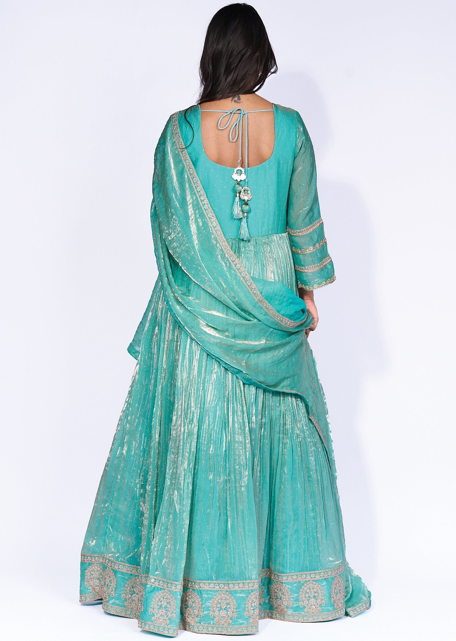 Aqua Anarkali set(No Bottom)