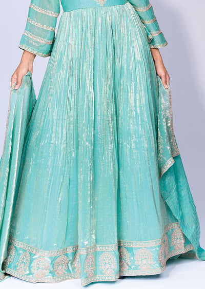 Aqua Anarkali set(No Bottom)