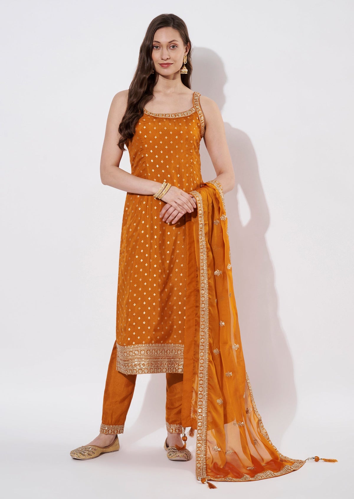 Rust Silk Anarkali