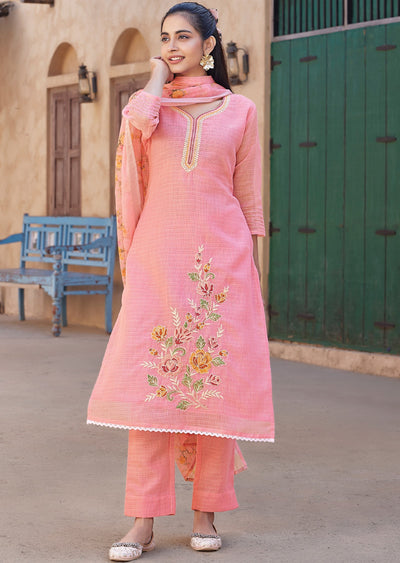 Pink Kota Straight cut kurti Set