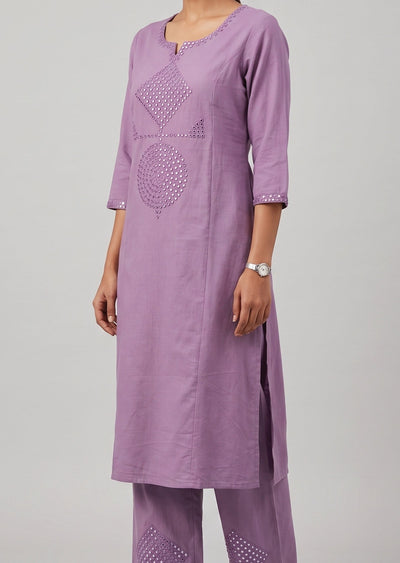 Dusty Purple Cotton Kurti Set