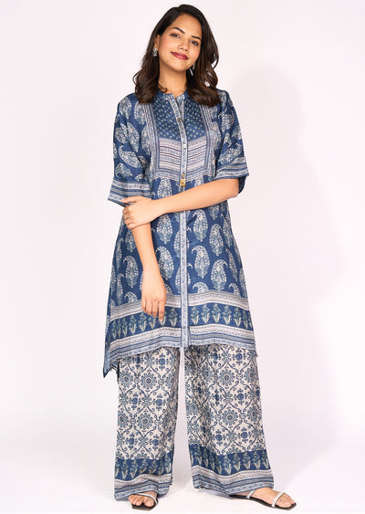 Blue Crepe Sharara Set