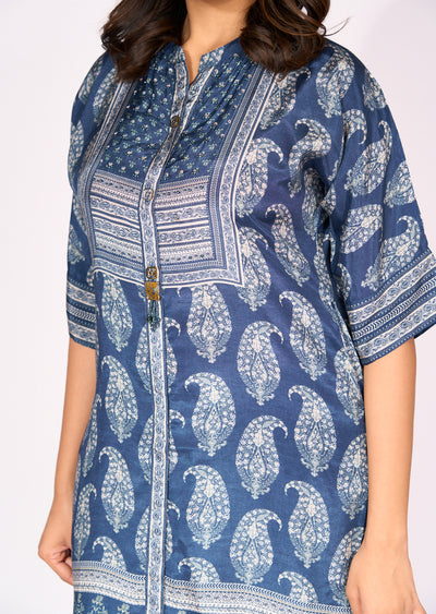 Blue Crepe Sharara Set