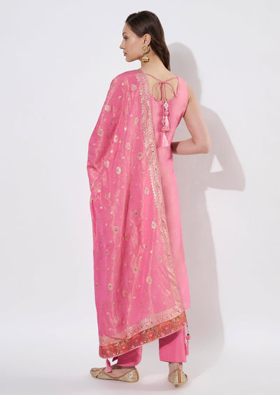 Pink Tissue Straight cut suit