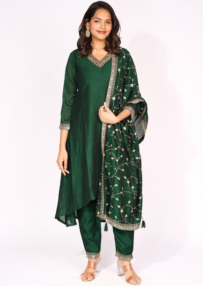 Green Silk Anarkali