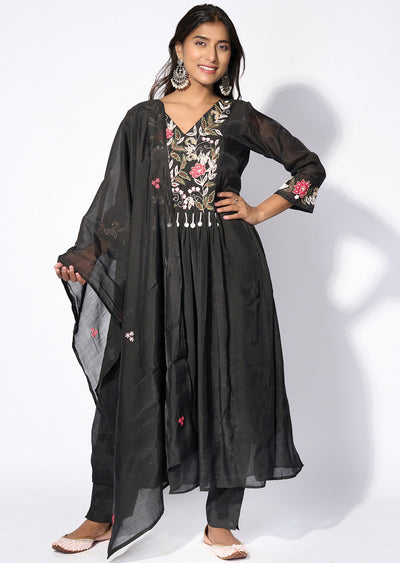 Black Crepe Anarkali