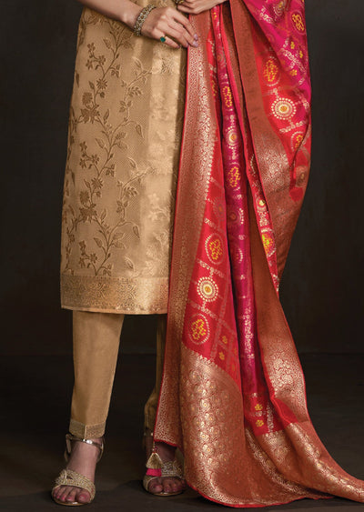 Beige Tissue Straight cut suit