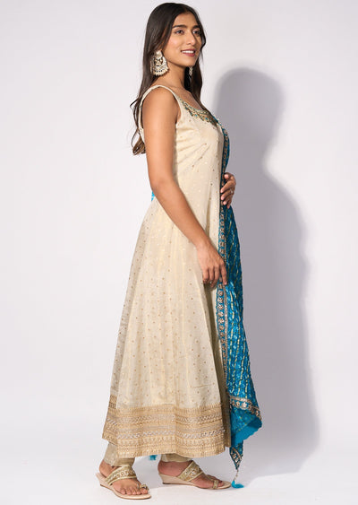 Rama blue Tissue Anarkali