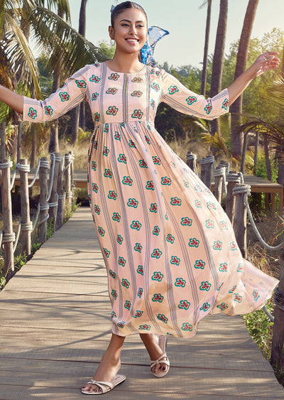 Pink Chinnon Long Kurti