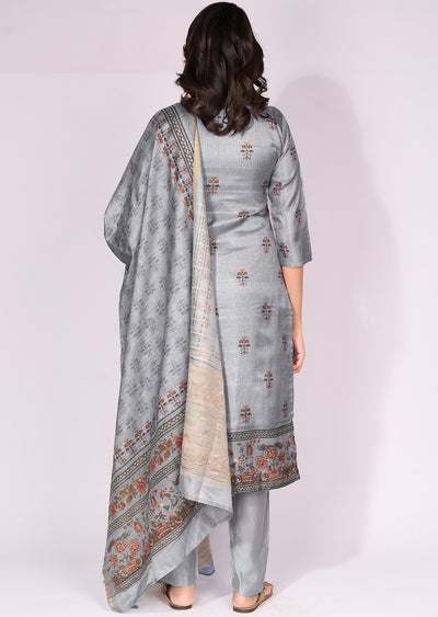 Mustard Tussar Straight cut Suit
