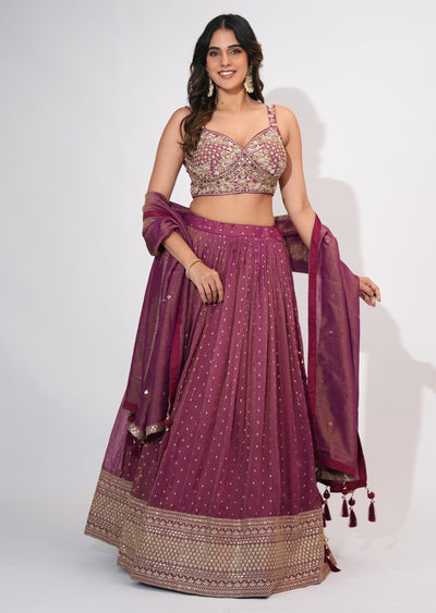 Wine Tissue Crop top Set