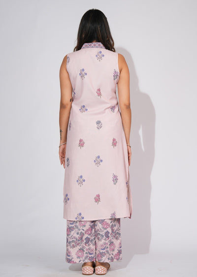 Dusty Peach Cotton Straight cut Kurti set