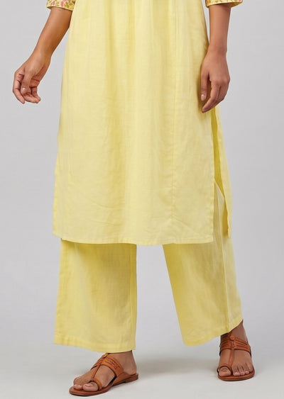 Light Yellow Cotton Kurti Set