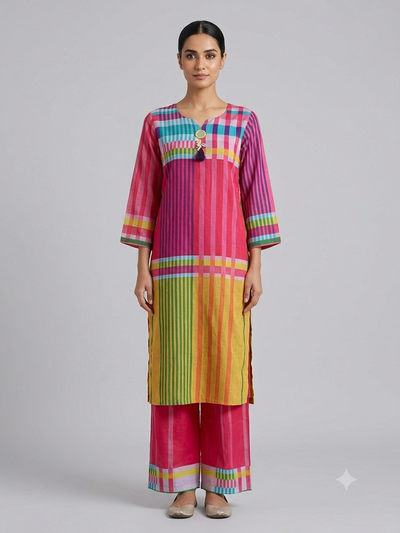 Multi Cotton Straight cut Kurti set