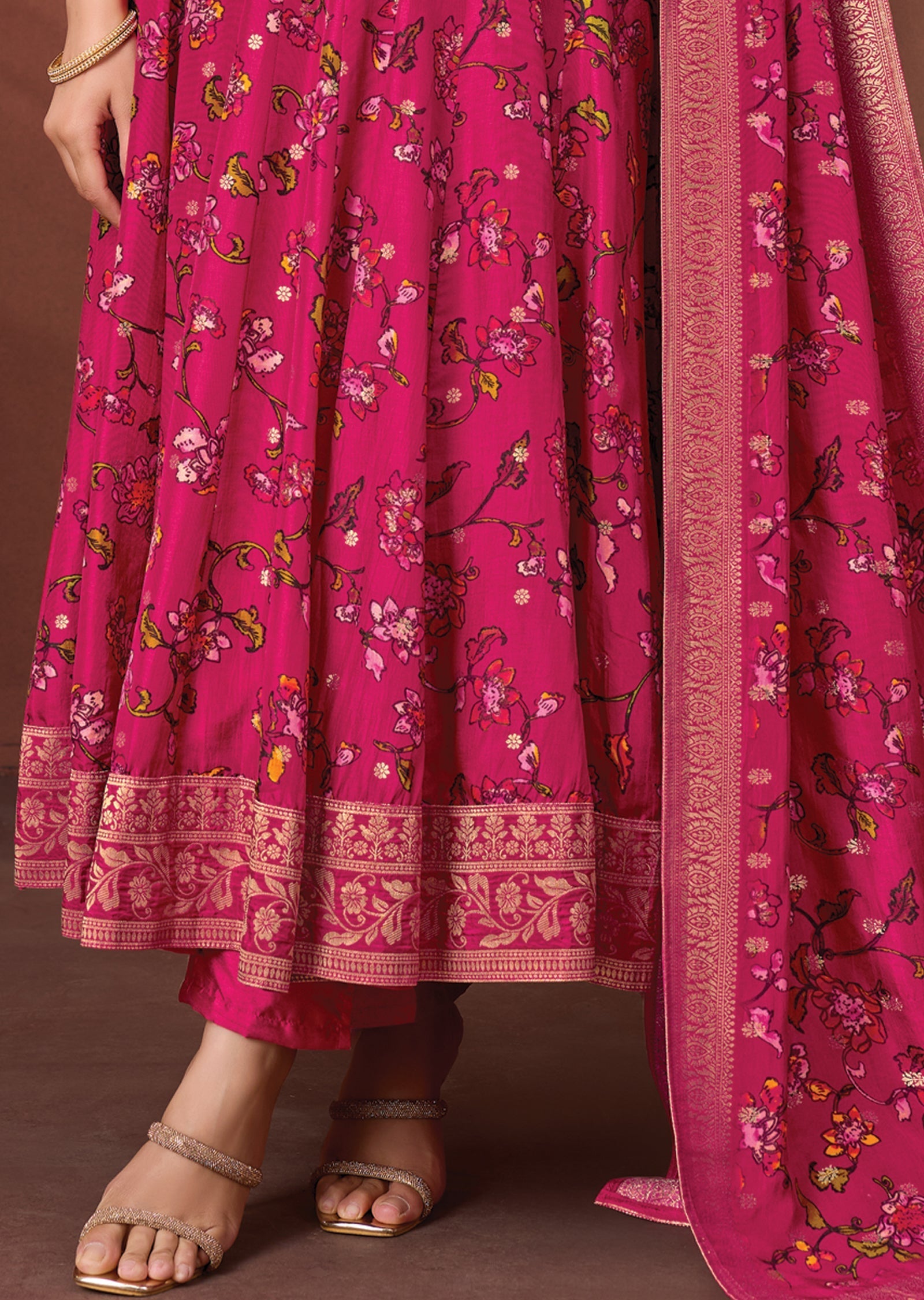 Pink Silk Anarkali Suit