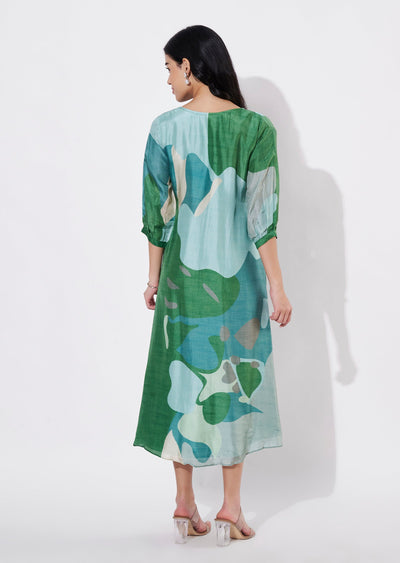 Green Dola Silk Frock style kurti