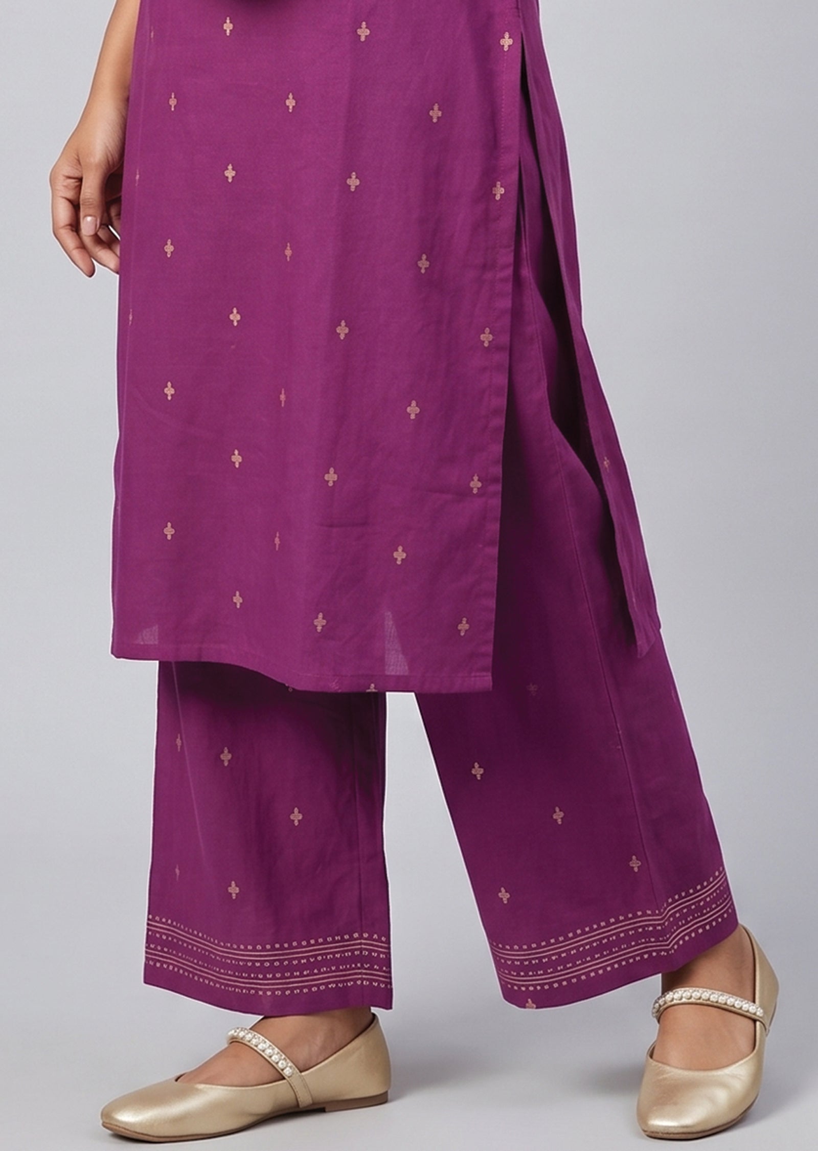 Magenta Cotton Kurti Set