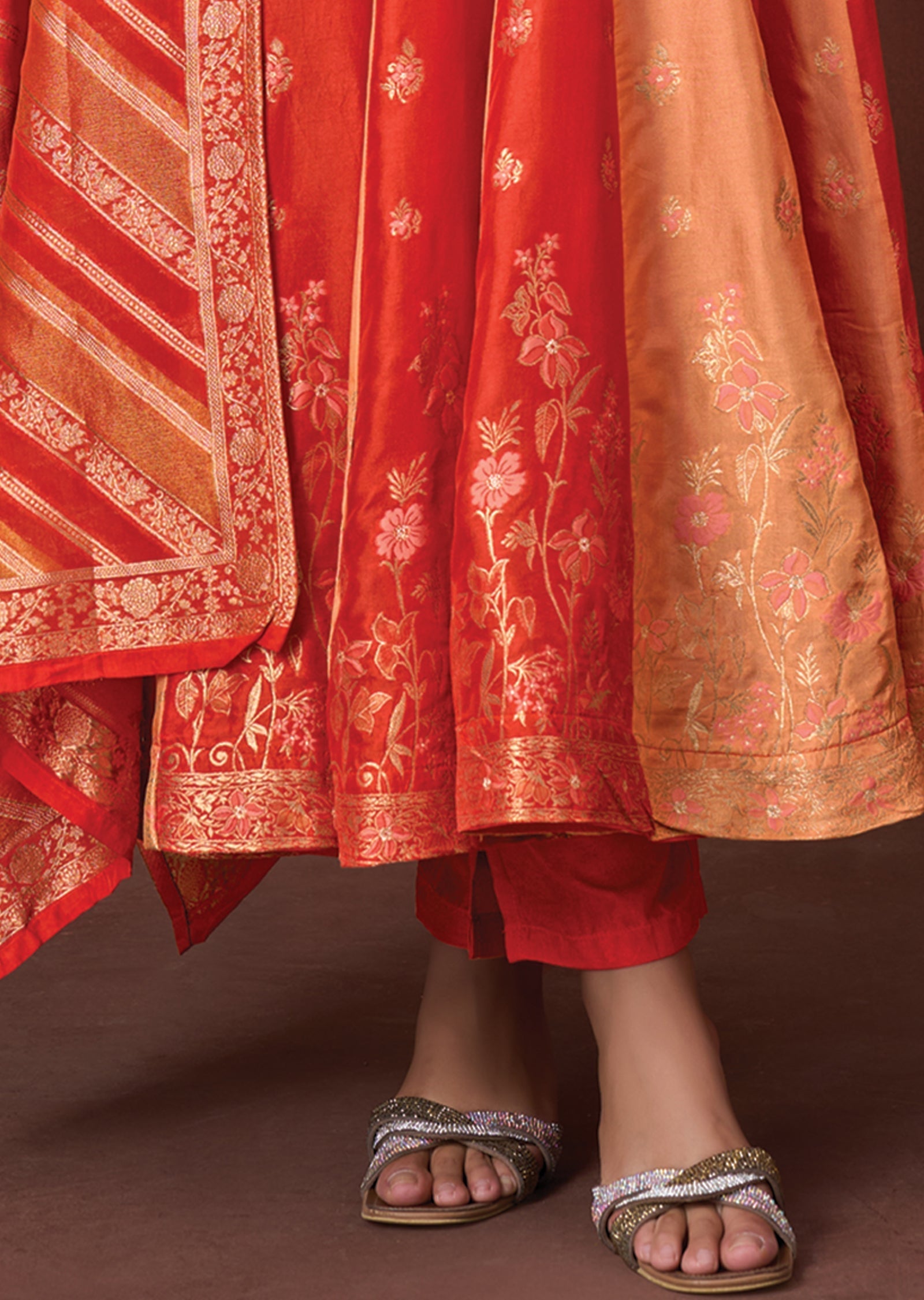 Rust Silk Anarkali Suit