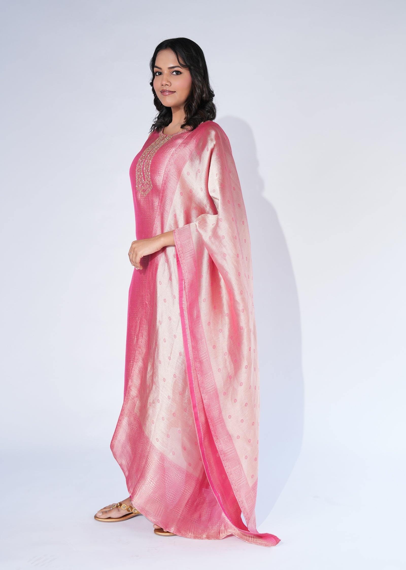 Pink Tissue Straight cut Suit