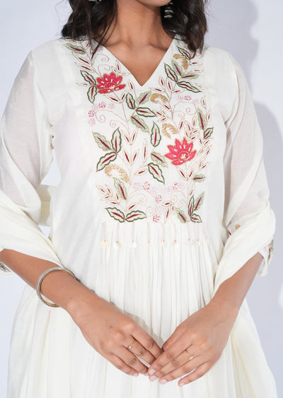 White Crepe Anarkali Suit