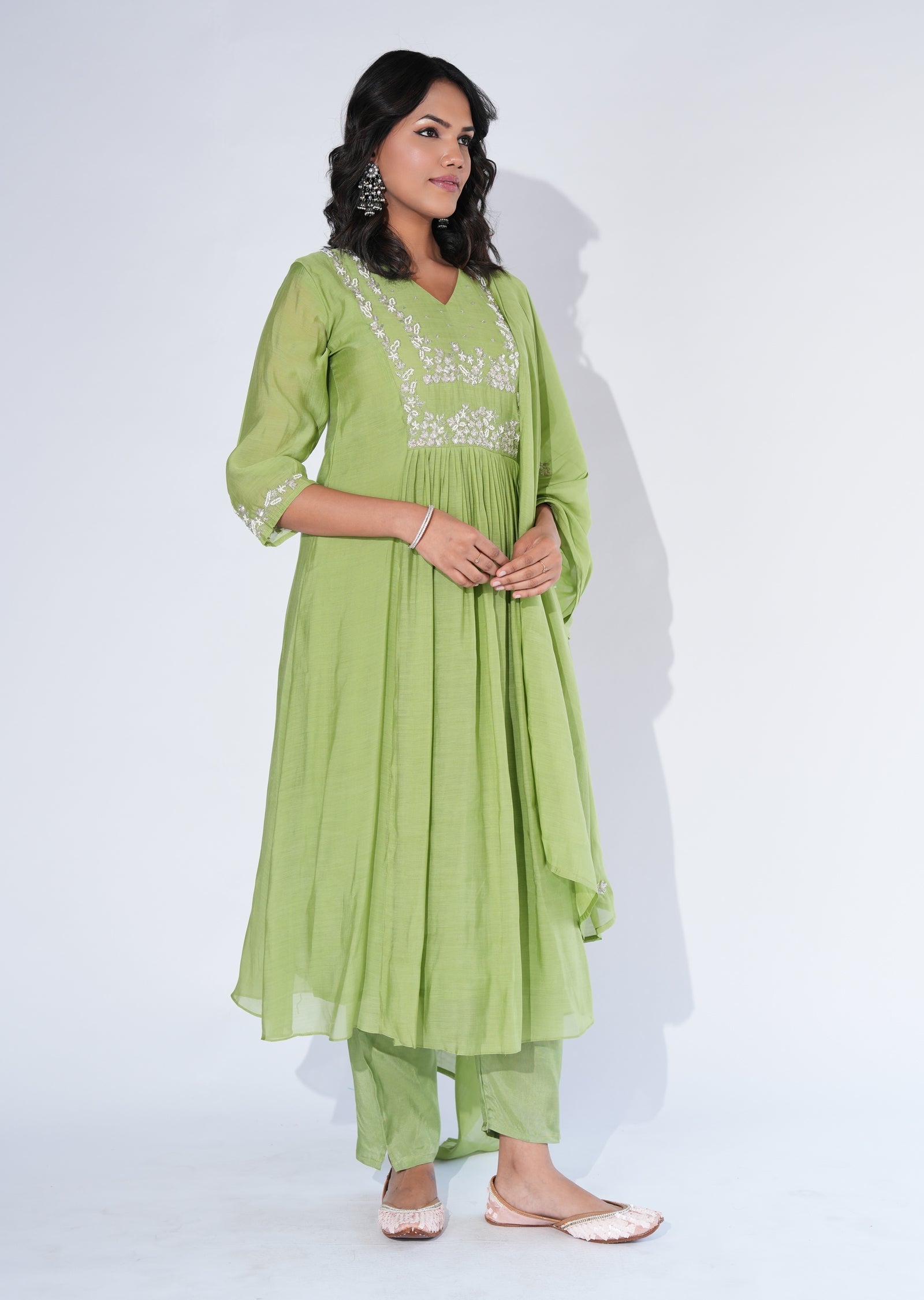 Green Silk Anarkali Suit