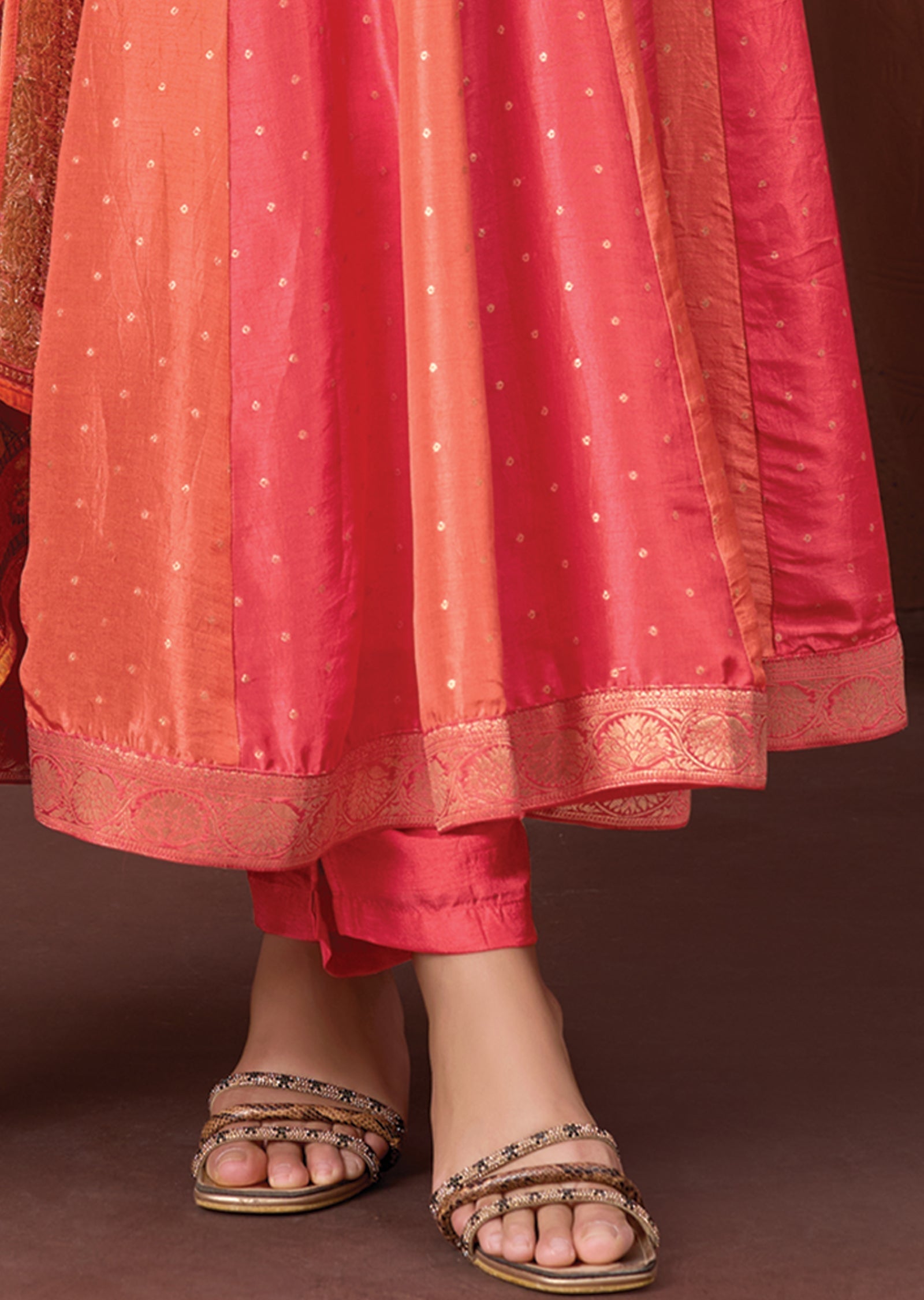 Coral Silk Anarkali Suit