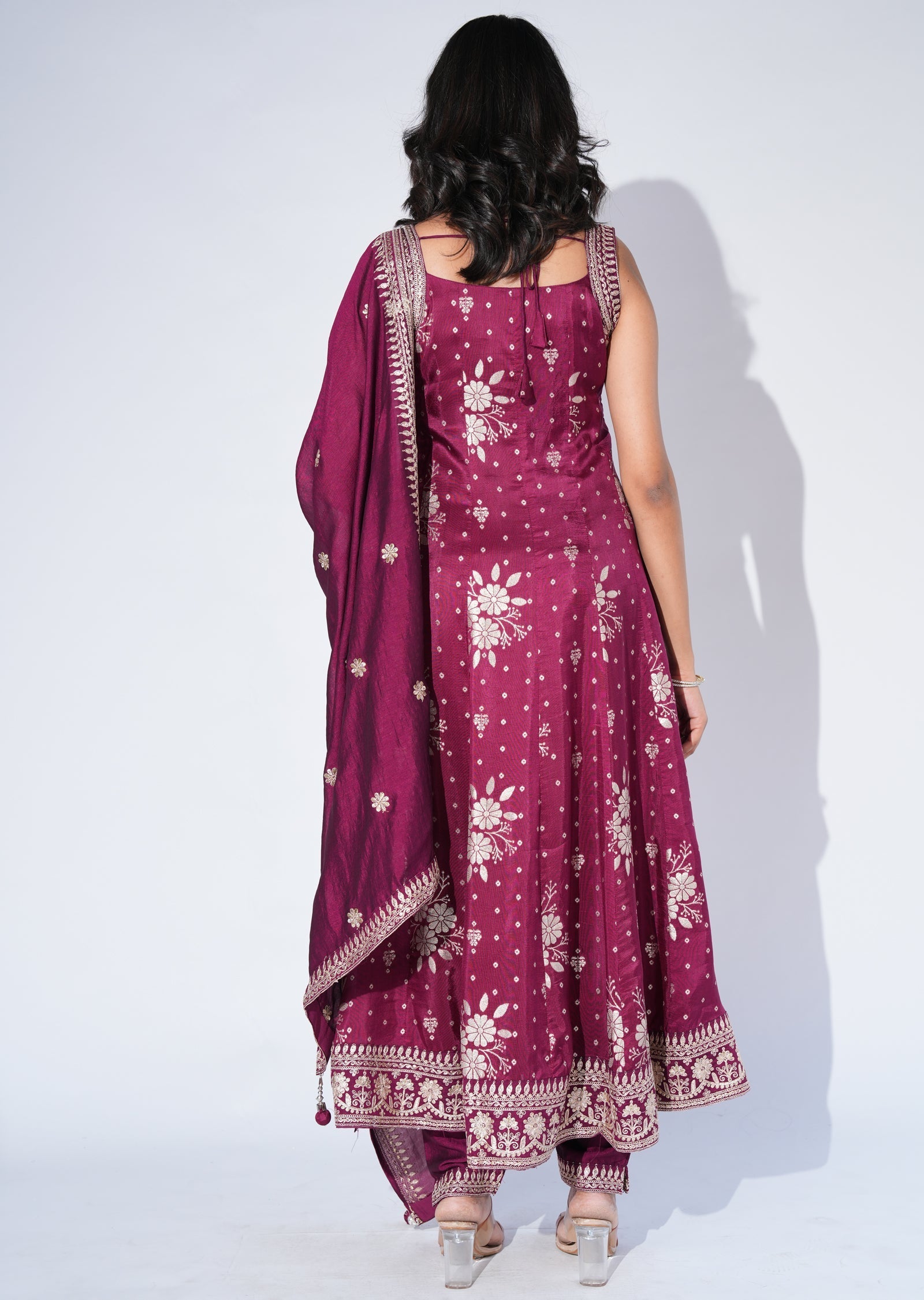 Wine Silk Anarkali Suit