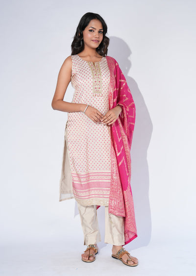 Pink Tissue Straight cut Suit